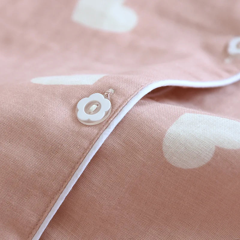 2025 New Spring and Autumn Pajama Set Women's 100% Cotton Long Sleeve Pants Two Piece Love Lovely Sweet Home Furnishing Set