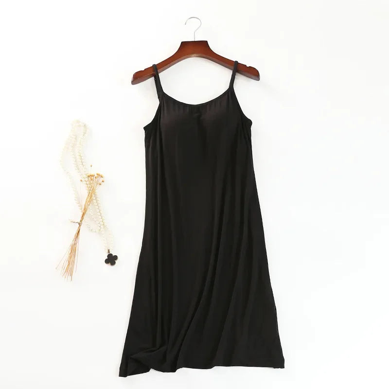 Summer modal ladies nightdress with chest pad vest skirt comfortable home skirt female suspender skirt sleep wear nightgown