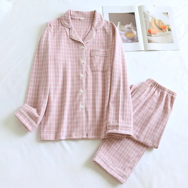 2025 New Couple's Checkered Pajama Set for Autumn and Winter Warmth,Men's and Women's Long sleeved Pants,Two piece Home Clothes