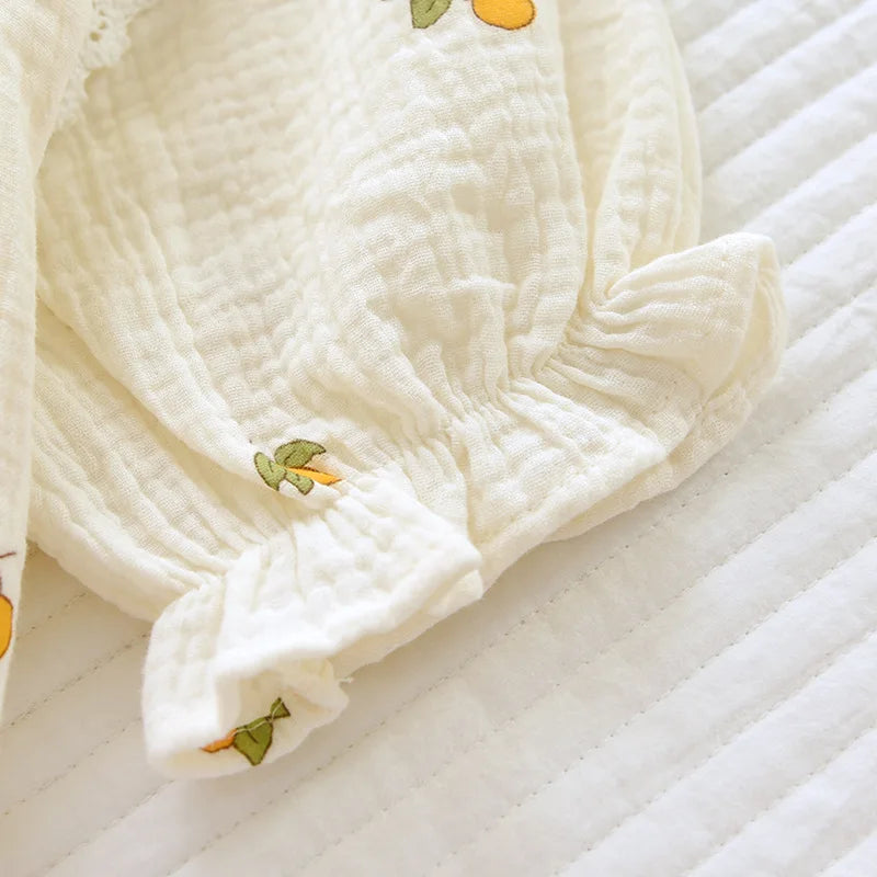 New summer ladies pajamas short-sleeved shorts two-piece set 100% cotton crepe suit female cute fresh home clothes plus size