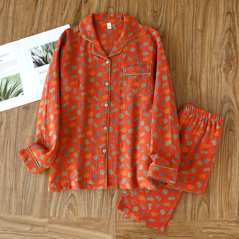 2025 New Spring and Autumn Pajama Set 100%Cotton Comfortable Long sleeved Two Piece Home Furnishings Large Size Home Furnishings