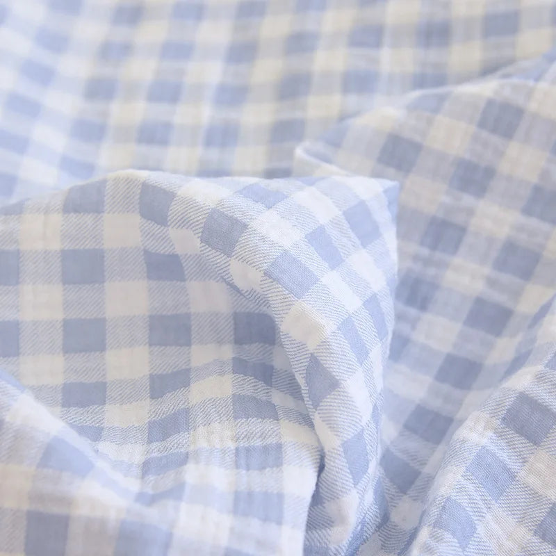 2025 New Spring Couple's Pajama Set 100% Cotton Long Sleeve Long Pants Two Piece Set Checkered Men's and Women's Home Clothes