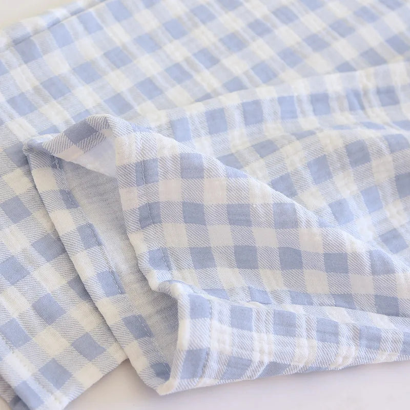 2025 New Spring Couple's Pajama Set 100% Cotton Long Sleeve Long Pants Two Piece Set Checkered Men's and Women's Home Clothes