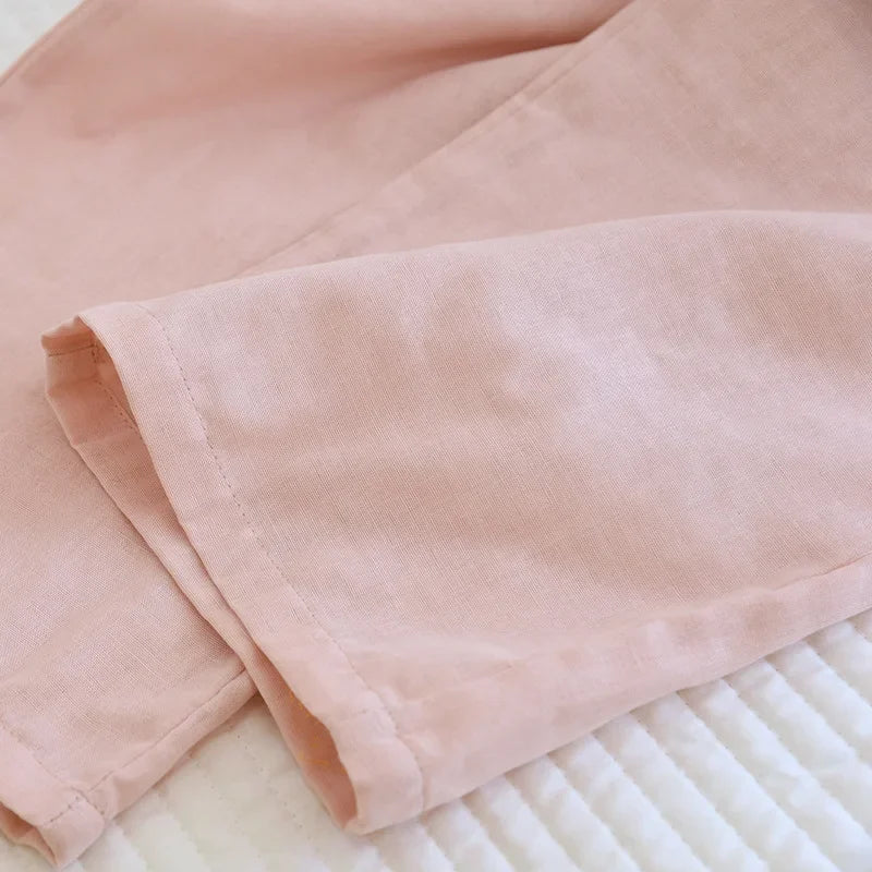 2025 New Spring/Summer Couple's Pajama Set 100% Cotton Simple Men's and Women's Long Sleeve Long Pants Two Piece Home Clothes