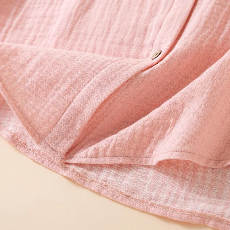 2025 New Spring and Autumn Couple's Pajama Set 100% Cotton Men's and Women's Long Sleeve Long Pants Solid Color Home Clothes