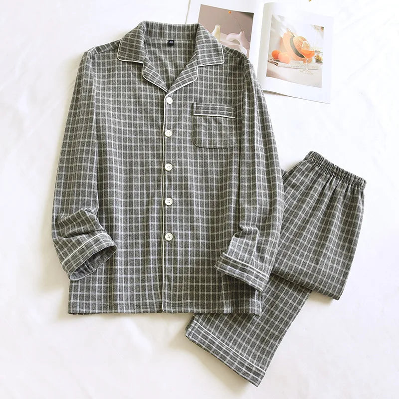 2025 New Couple's Checkered Pajama Set for Autumn and Winter Warmth,Men's and Women's Long sleeved Pants,Two piece Home Clothes