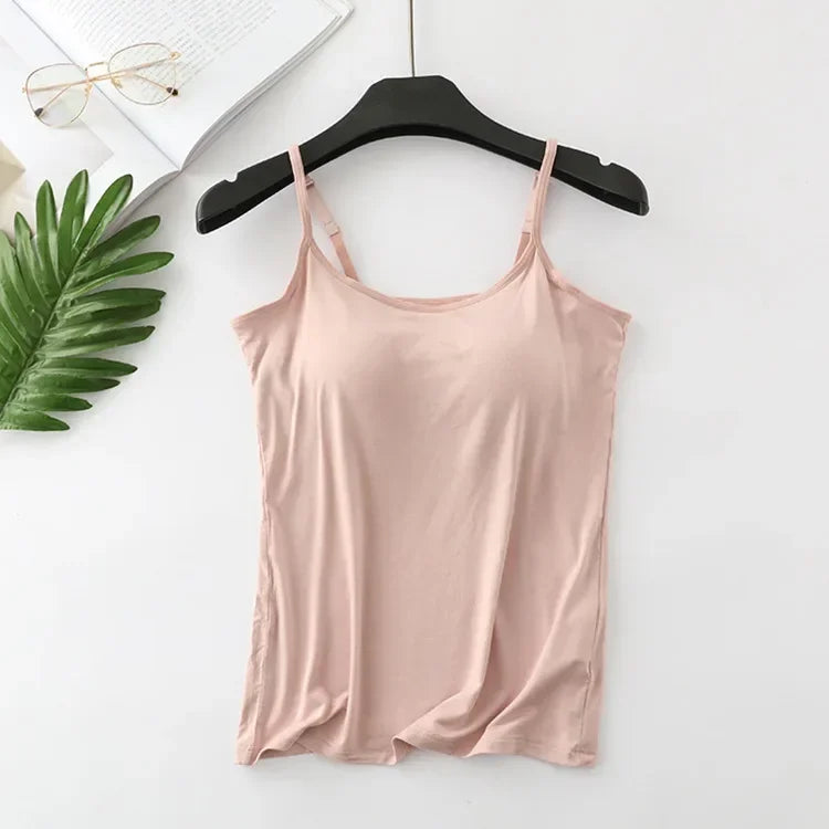 2025 new modal female large size no steel ring integrated five-finger chest pad camisole bottoming shirt slim multicolor