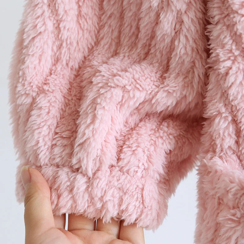 Autumn and Winter New Women's Nightgown Flannel Nightdress Warm Thickened Sweet Cute Large Size Home Clothes Gown Bath Robe