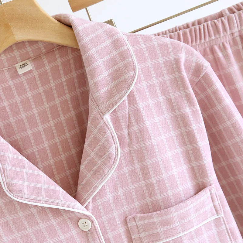 2025 New Couple's Checkered Pajama Set for Autumn and Winter Warmth,Men's and Women's Long sleeved Pants,Two piece Home Clothes