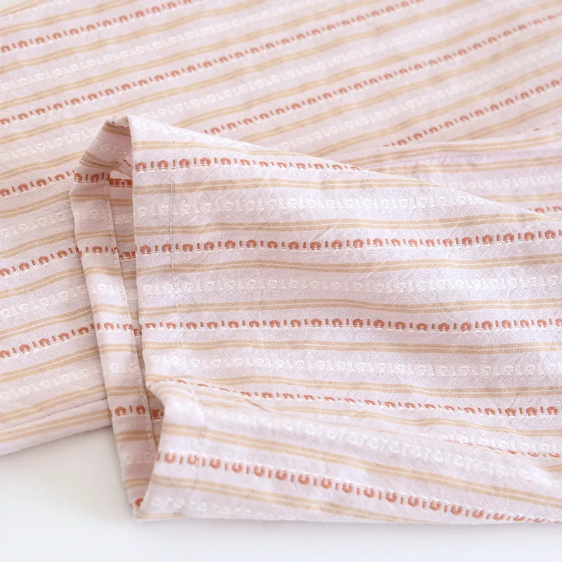 2025 New Spring/Summer Couple Set 100% Cotton Striped Long Sleeve Two Piece Set Men's and Women's Cardigan Home Clothes