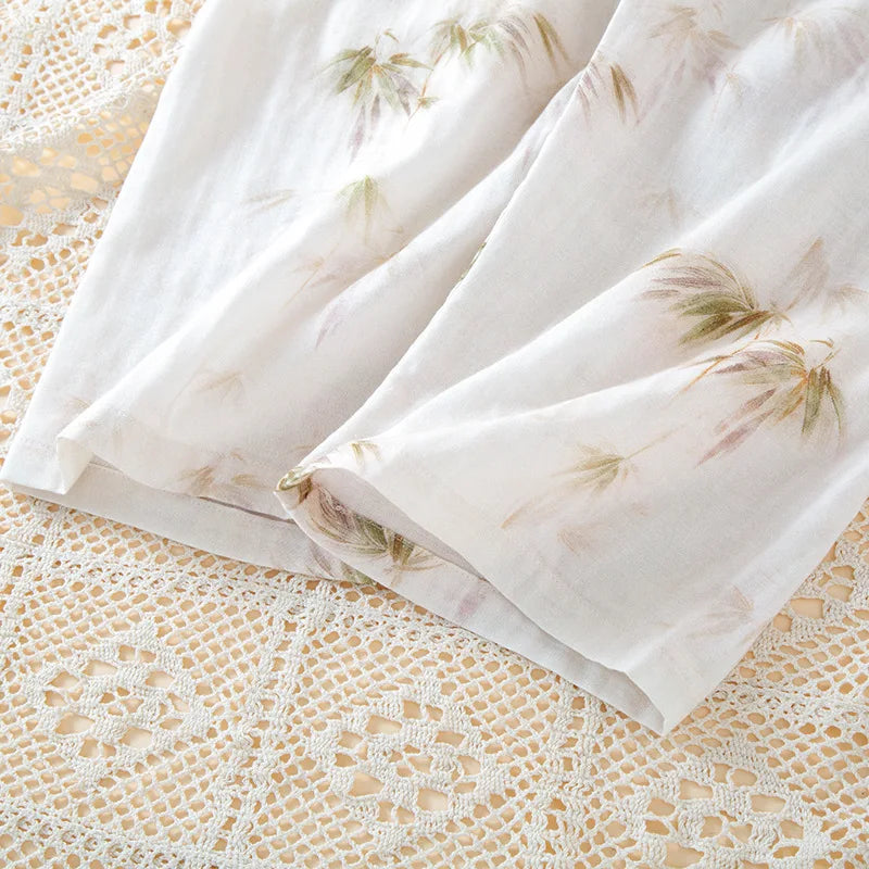 2025 New Spring/Summer Women's Pajama Set 100% Cotton Chinese Style Outable Short sleeved Pants Two piece Home Clothes
