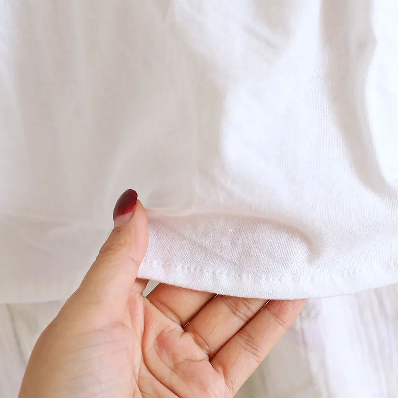2025 New Summer Women's Sleeping Skirt 100% Cotton Crepe Cloth with Chest Cushion Tank Top Skirt Loose Thin Large Home Clothing