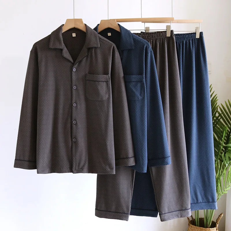 2025 New Men's Autumn/Winter Pajama Set Thickened Warm Home Clothes Long Sleeve Long Pants Two Piece Set Large Size Set
