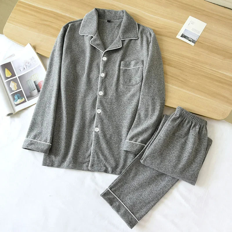 Autumn And Winter Couple Pajamas Two-piece Self-heating Warm Long-sleeved Trousers Plus Velvet Men's And Women Home Service Set