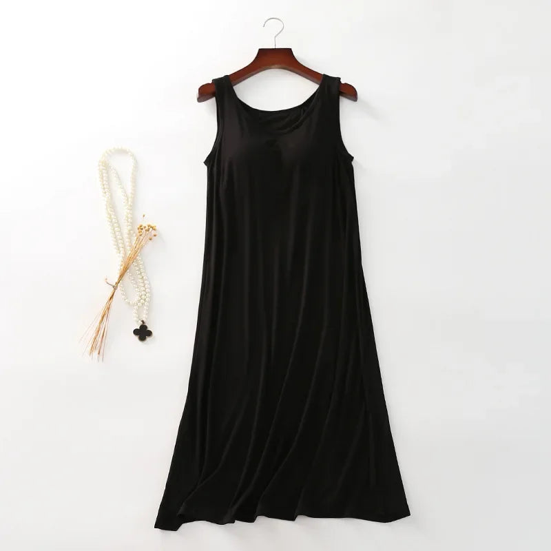 Summer modal ladies nightdress with chest pad vest skirt comfortable home skirt female suspender skirt sleep wear nightgown