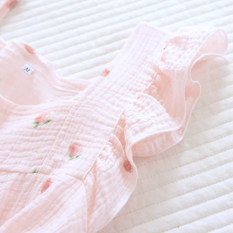 Pure desire for ins in summer, flounce shorts, cotton suspenders, pajamas, women's summer home clothes, two-piece suit, summer