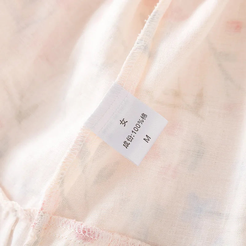 2025 New Summer Women's Sleeping Skirt 100% Cotton Bra Free Strap Skirt Thin Large Floral Dress Summer Dress Sleepwear Women
