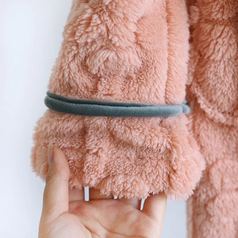 Autumn and Winter 2025 New Women's Nightgown Flannel Sweet and cute Bathrobe Women's Nightdress Stand collar Button Home Dress