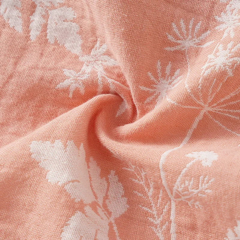 2025 New Spring and Autumn Women's Pajama Set 100% Cotton Gauze Jacquard Long Sleeve Long Pants Loose Home Clothes Two Piece Set