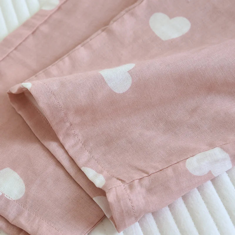 2025 New Spring and Autumn Pajama Set Women's 100% Cotton Long Sleeve Pants Two Piece Love Lovely Sweet Home Furnishing Set