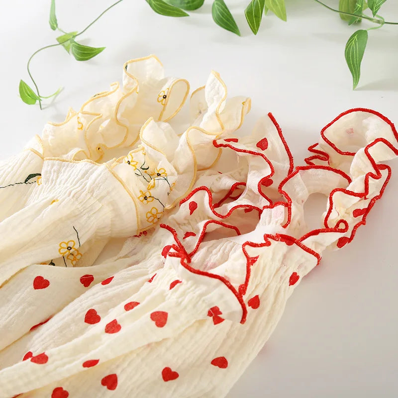 New Summer Ladies Nightdress 100% Cotton Crepe Sling Long Skirt Thin Sleeveless Mid Length Loving Ladies Home Dress plus size
