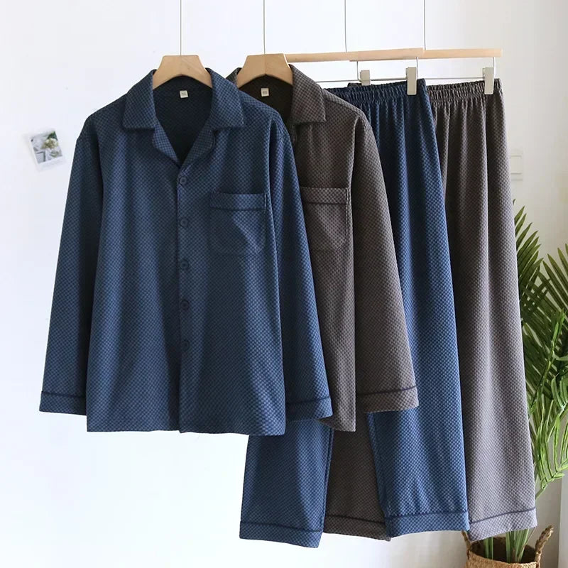 2025 New Men's Autumn/Winter Pajama Set Thickened Warm Home Clothes Long Sleeve Long Pants Two Piece Set Large Size Set