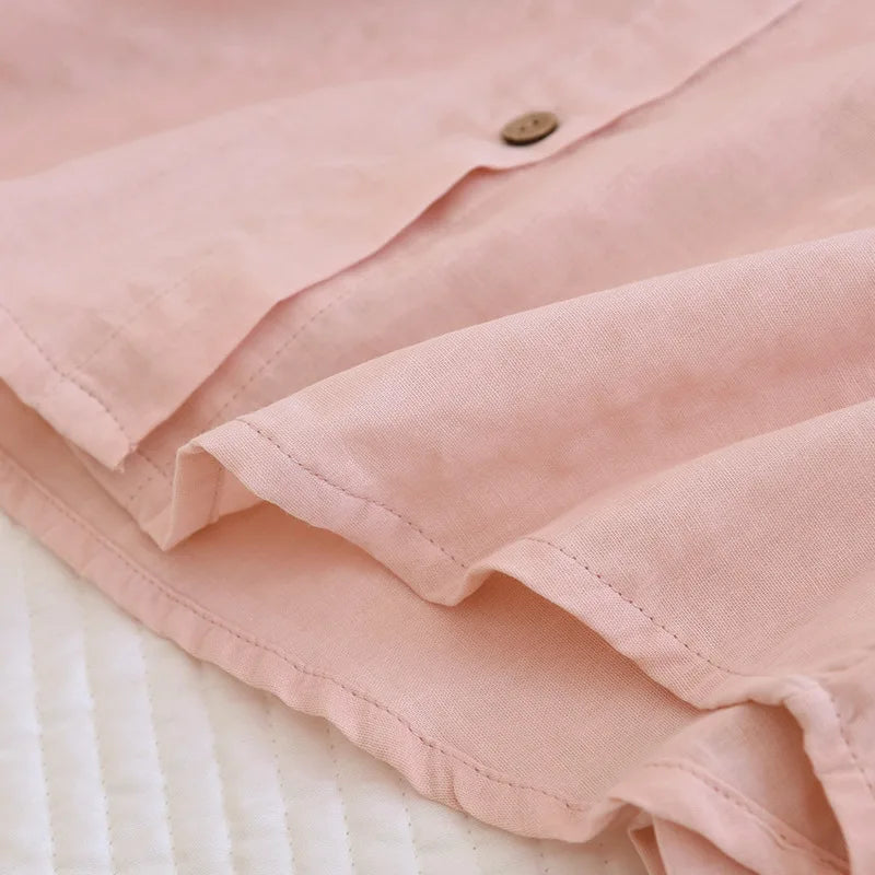 2025 New Spring/Summer Couple's Pajama Set 100% Cotton Simple Men's and Women's Long Sleeve Long Pants Two Piece Home Clothes