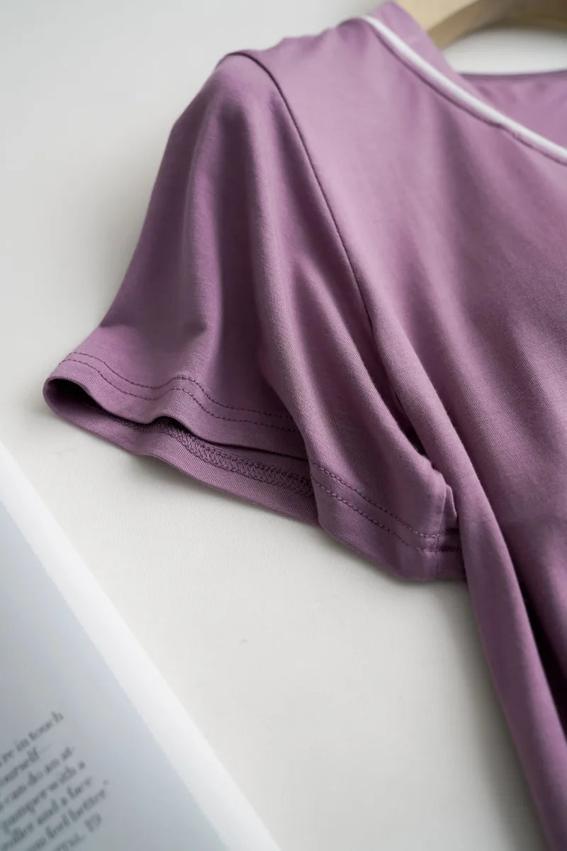 2025 summer new women's pajamas 3-piece Modal large simple pajamas with bra short sleeves+shorts+trousers casual home wear