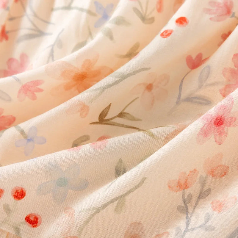 2025 New Summer Women's Sleeping Skirt 100% Cotton Bra Free Strap Skirt Thin Large Floral Dress Summer Dress Sleepwear Women