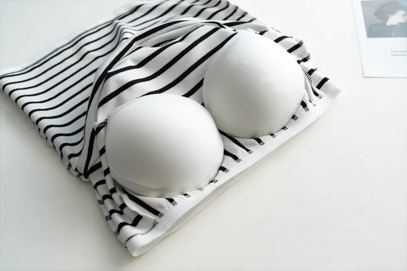 2025 Summer New Women's Tank Top Pajamas All Cotton with Chest Pads Tank Top with Stripe Sports Bottom Short Home Fur Ladies