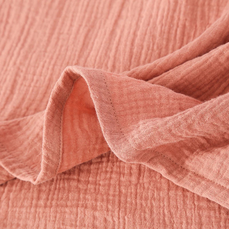 Spring and Autumn Women's Long Sleeve Nightdress 100%Cotton Crepe Round Neck Button Solid Color Dress Home Dress Nightgown Dress
