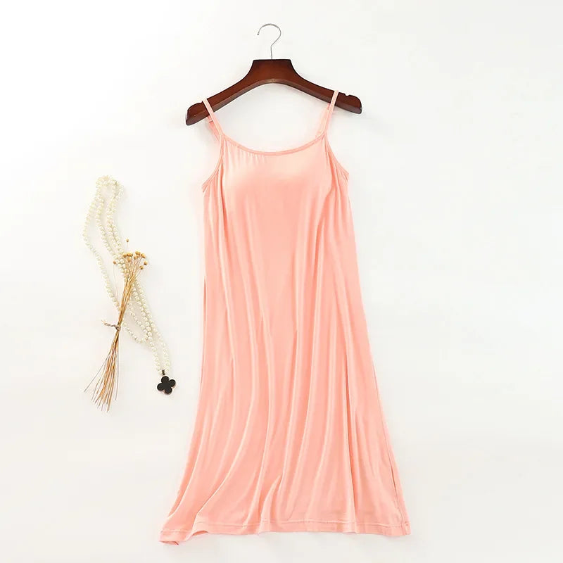 Summer modal ladies nightdress with chest pad vest skirt comfortable home skirt female suspender skirt sleep wear nightgown