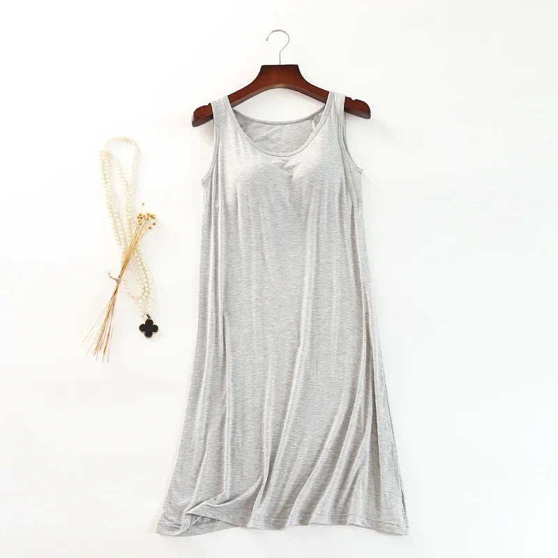 Summer modal ladies nightdress with chest pad vest skirt comfortable home skirt female suspender skirt sleep wear nightgown