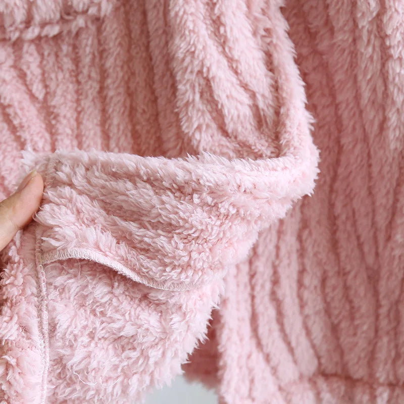 Autumn and Winter New Women's Nightgown Flannel Nightdress Warm Thickened Sweet Cute Large Size Home Clothes Gown Bath Robe