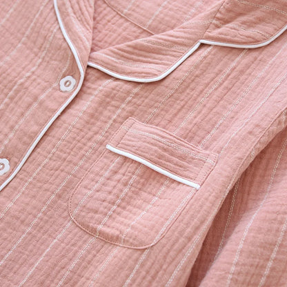 2025 new spring and summer women's 100% cotton long-sleeved Nightgowns home simple plus size striped home Sleepshirts long dress