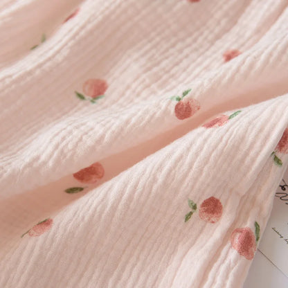 2025 Summer Ladies Short-sleeved Shorts Pajamas Set 100% Cotton Crepe Cloth Thin Home Service Two-piece Spring And Autumn Loose