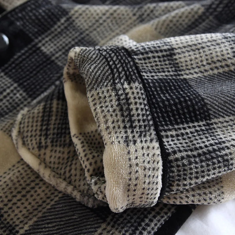 Autumn And Winter New Men's Pajamas Long-sleeved Trousers Two-piece Flannel Thickened Warm Home Service Set Plaid Large Size Men
