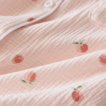 2025 Summer Ladies Short-sleeved Shorts Pajamas Set 100% Cotton Crepe Cloth Thin Home Service Two-piece Spring And Autumn Loose