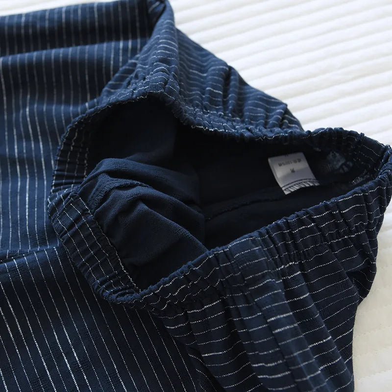 Japanese kimono two-piece men's spring and summer new 100% cotton bathrobe two-piece long pajamas home service set robe sets
