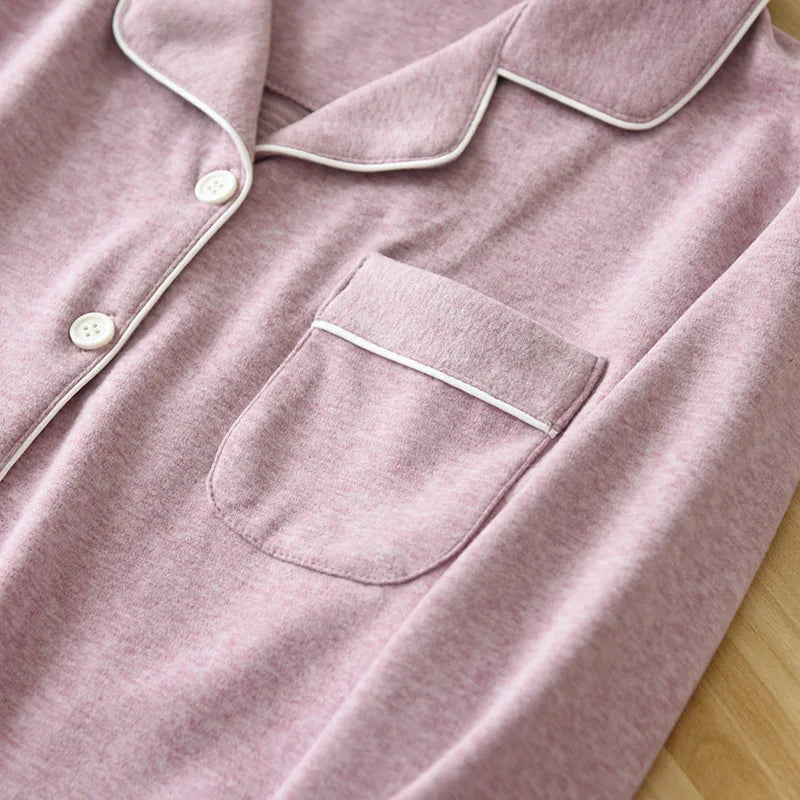Autumn And Winter Couple Pajamas Two-piece Self-heating Warm Long-sleeved Trousers Plus Velvet Men's And Women Home Service Set