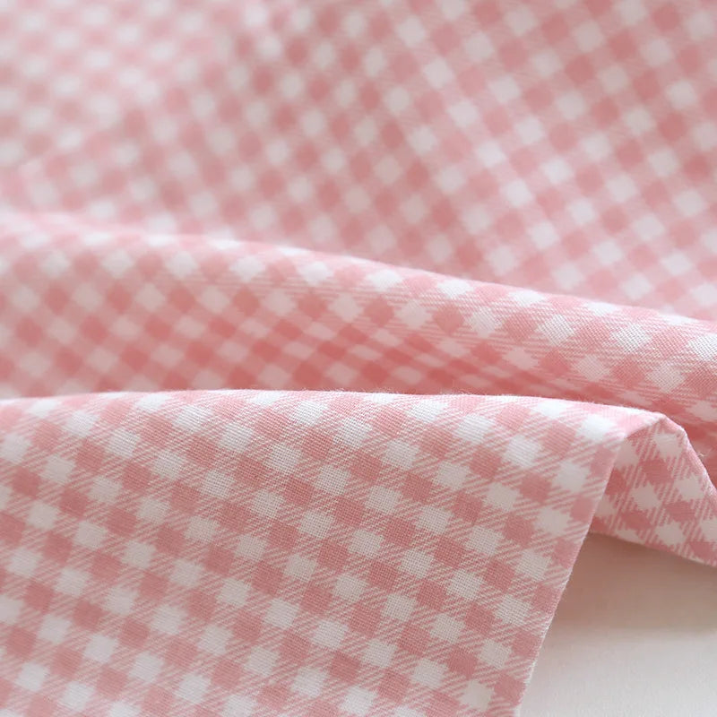 Japanese new couple pajamas, long-sleeved trousers, two-piece 100% cotton gauze simple plaid home service suit for men and women