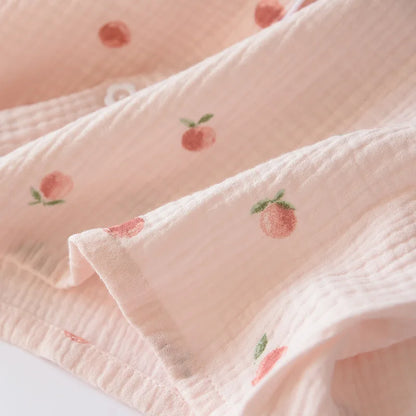2025 Summer Ladies Short-sleeved Shorts Pajamas Set 100% Cotton Crepe Cloth Thin Home Service Two-piece Spring And Autumn Loose