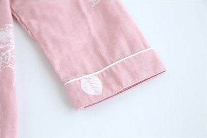 2025 kimono femme maple leaf pajama sets women 100% gauze cotton long sleeve casual sleepwear women pyjamas autumn hot sale