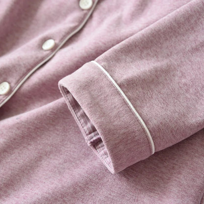 Autumn And Winter Couple Pajamas Two-piece Self-heating Warm Long-sleeved Trousers Plus Velvet Men's And Women Home Service Set