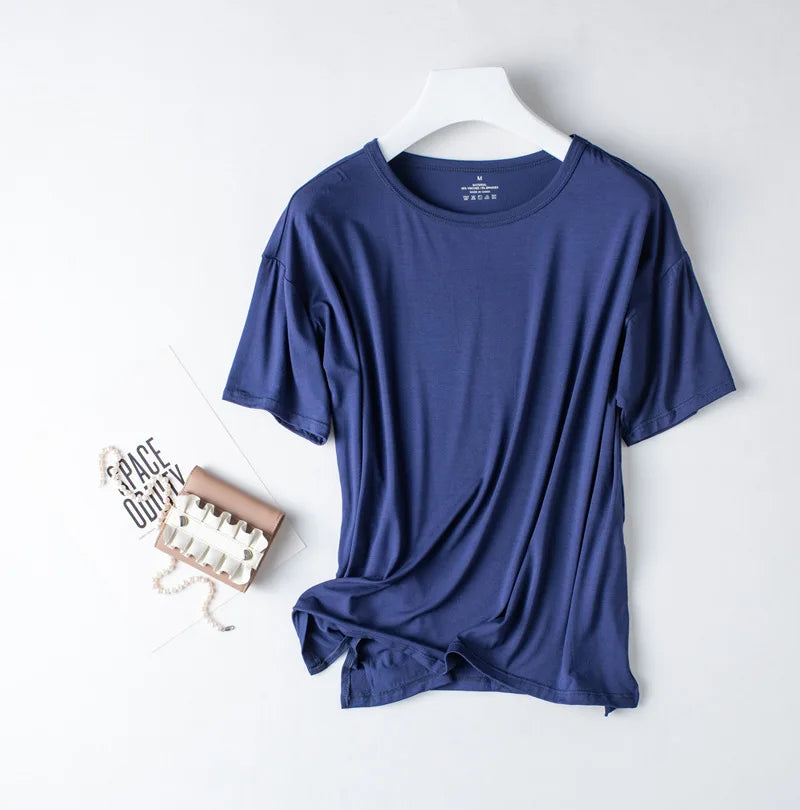 Spring and summer new ladies pajamas three-piece short-sleeved shorts trousers modal soft T-shirt pajamas women's loose home set