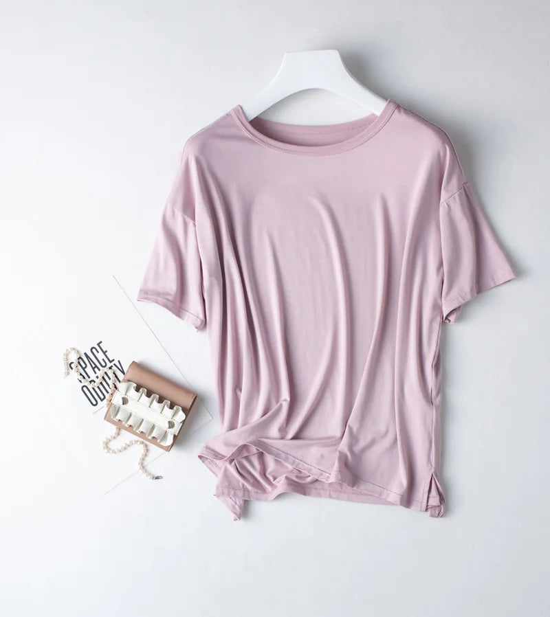 Spring and summer new ladies pajamas three-piece short-sleeved shorts trousers modal soft T-shirt pajamas women's loose home set