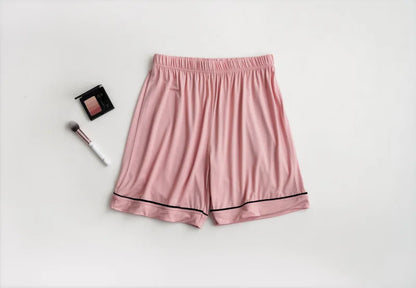 2025 summer new women's pajamas 3-piece Modal large simple pajamas with bra short sleeves+shorts+trousers casual home wear