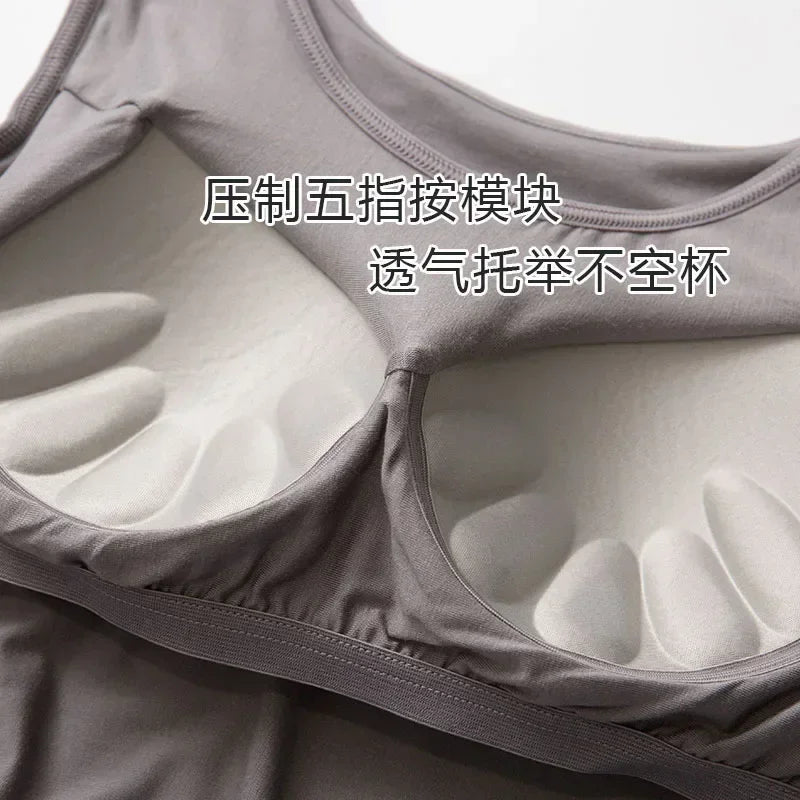 2025New summer modal with five-finger cup chest pad camisole ladies multicolor large size wide shoulder strap women lingerie top