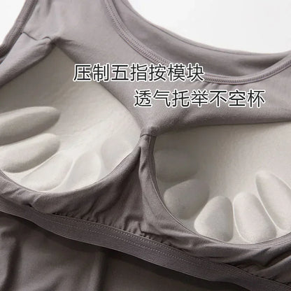 2025New summer modal with five-finger cup chest pad camisole ladies multicolor large size wide shoulder strap women lingerie top