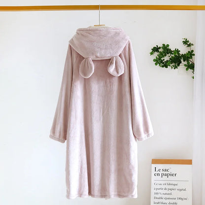 Autumn and winter new style couples' solid color nightgown flannel gown men and women's coral velvet simple pajamas home clothes